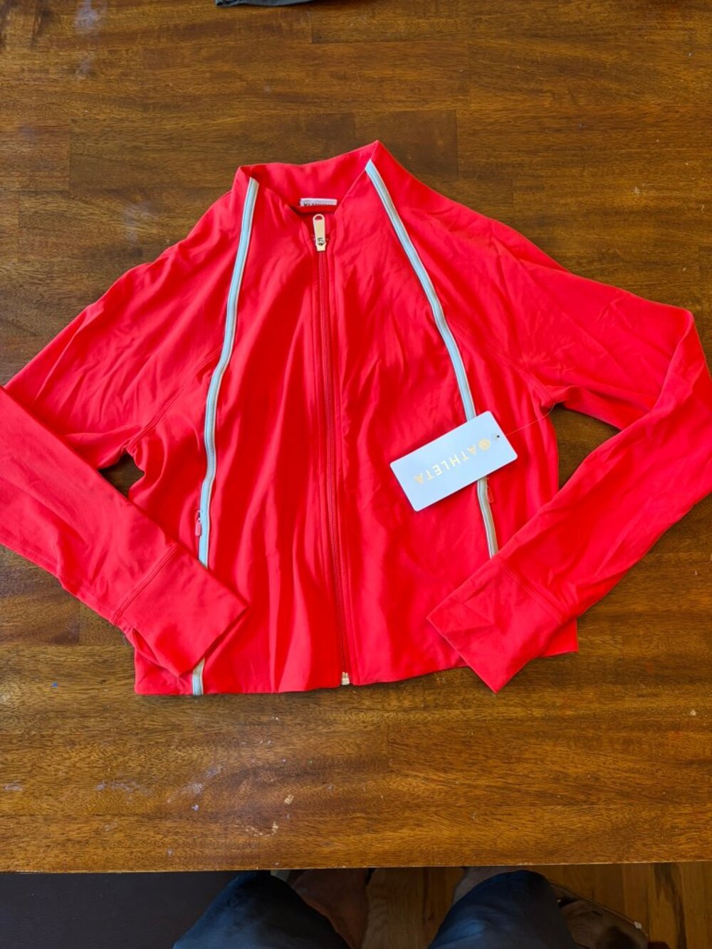 Athleta Salutation Crop Jacket Punch Red NWT Size L Zip Pockets $109